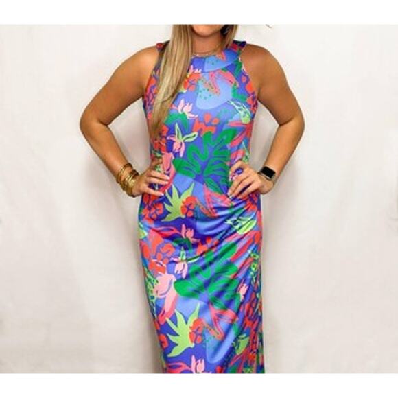 Katherine Way Charleston Maxi Dress Packable Multicolored Size Small - Picture 1 of 13